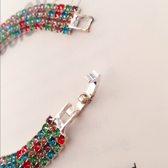 B46 Silver Multicolor Rhinestones Wrap Bracelet - Picture 5 of 5